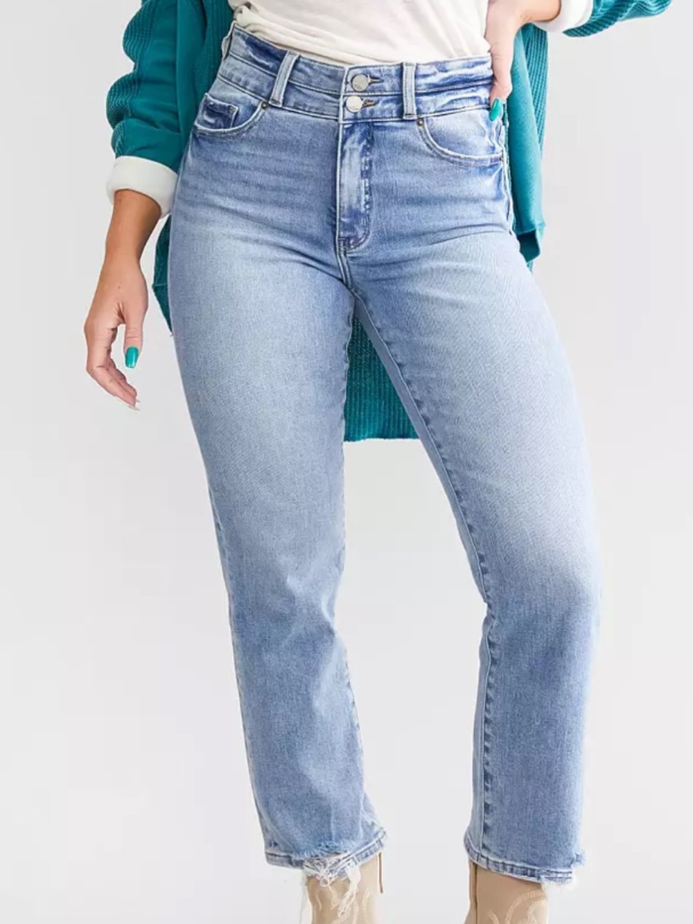 BKE Denim Women 28 Universal Fit High Rise Parker Cropped Straight Stretch Jean